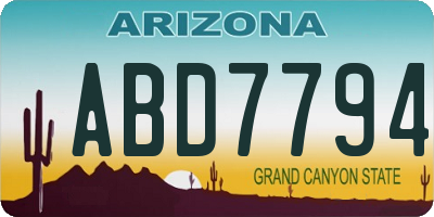 AZ license plate ABD7794