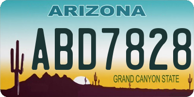 AZ license plate ABD7828