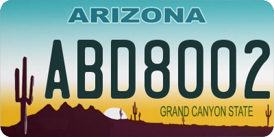 AZ license plate ABD8002