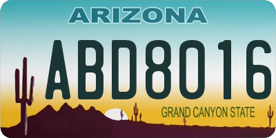 AZ license plate ABD8016