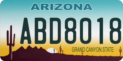 AZ license plate ABD8018