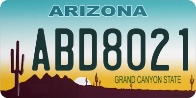 AZ license plate ABD8021