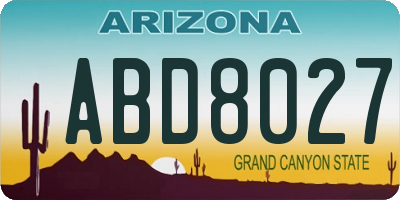 AZ license plate ABD8027