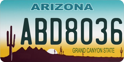 AZ license plate ABD8036