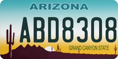 AZ license plate ABD8308