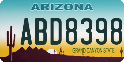 AZ license plate ABD8398