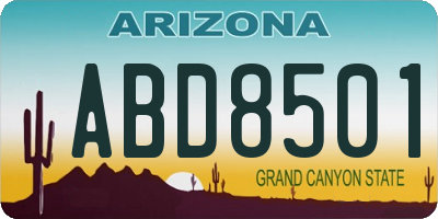 AZ license plate ABD8501