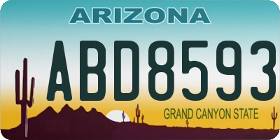 AZ license plate ABD8593