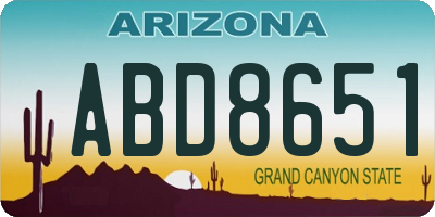 AZ license plate ABD8651