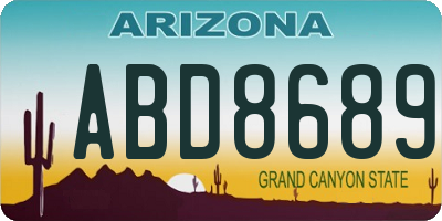 AZ license plate ABD8689