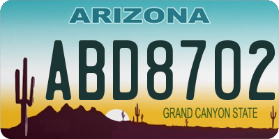 AZ license plate ABD8702