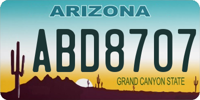 AZ license plate ABD8707
