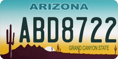AZ license plate ABD8722