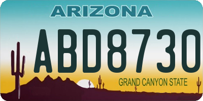 AZ license plate ABD8730