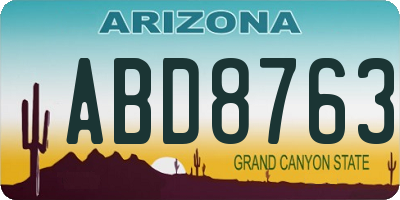 AZ license plate ABD8763