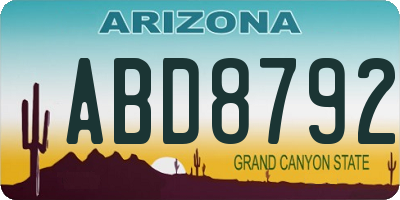 AZ license plate ABD8792