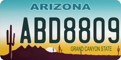 AZ license plate ABD8809
