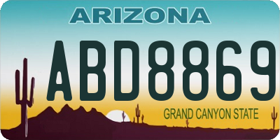 AZ license plate ABD8869