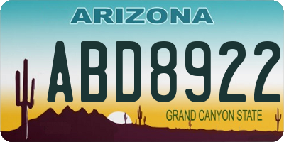 AZ license plate ABD8922