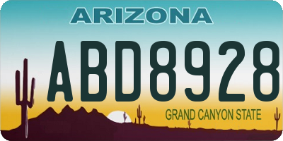 AZ license plate ABD8928