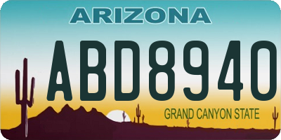 AZ license plate ABD8940
