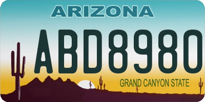 AZ license plate ABD8980