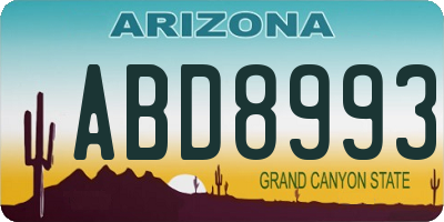 AZ license plate ABD8993