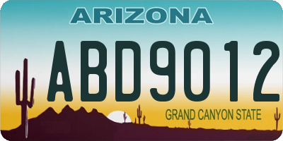 AZ license plate ABD9012