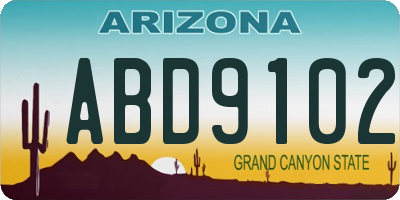 AZ license plate ABD9102