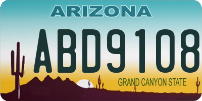 AZ license plate ABD9108