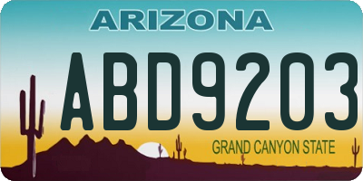 AZ license plate ABD9203