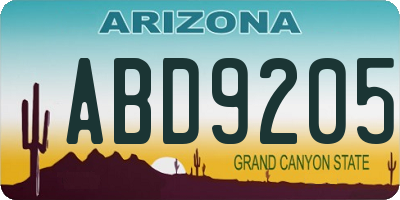 AZ license plate ABD9205