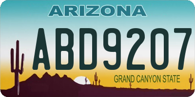 AZ license plate ABD9207