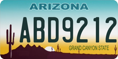 AZ license plate ABD9212