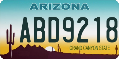 AZ license plate ABD9218