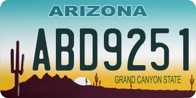 AZ license plate ABD9251