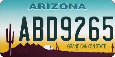 AZ license plate ABD9265