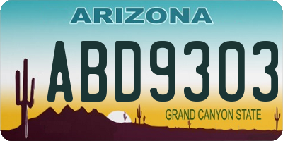AZ license plate ABD9303