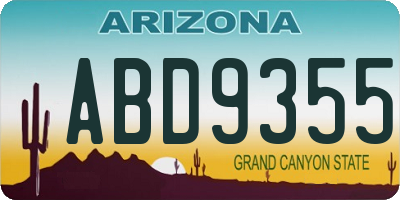 AZ license plate ABD9355