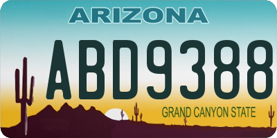 AZ license plate ABD9388