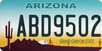 AZ license plate ABD9502