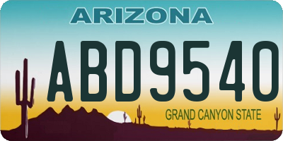 AZ license plate ABD9540