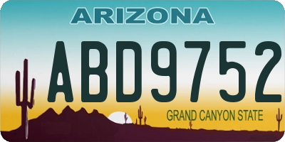 AZ license plate ABD9752