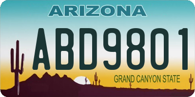 AZ license plate ABD9801