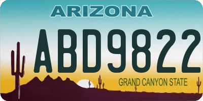 AZ license plate ABD9822