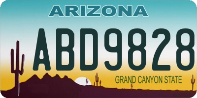 AZ license plate ABD9828