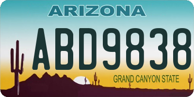 AZ license plate ABD9838