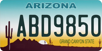 AZ license plate ABD9850
