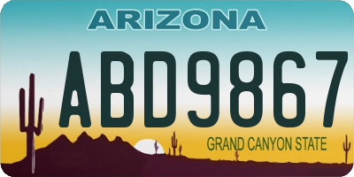 AZ license plate ABD9867