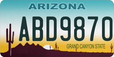 AZ license plate ABD9870